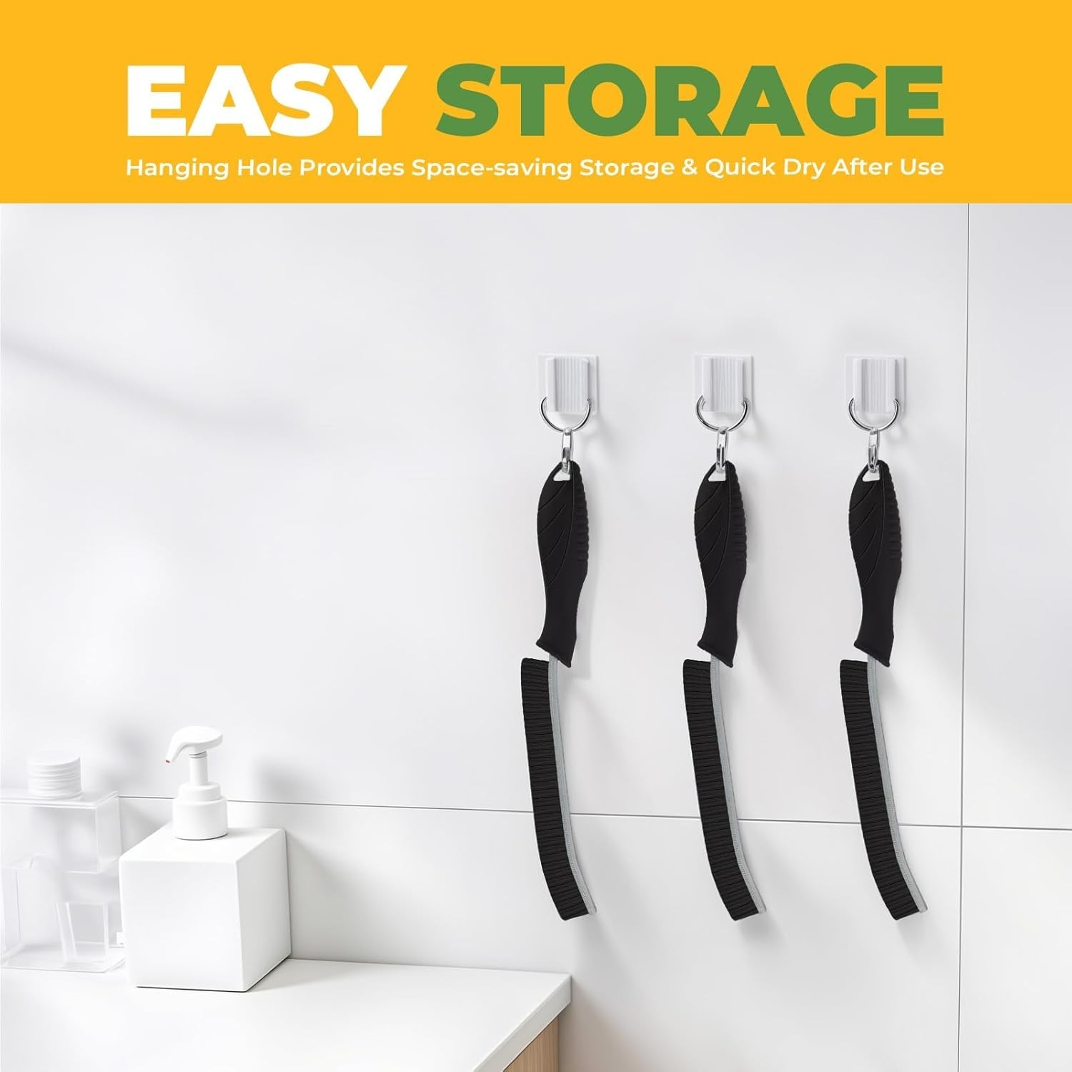 Ergonomic 3-Pc Hard Bristle Cleaning Brushes – Ideal for Grout and Tight Spaces