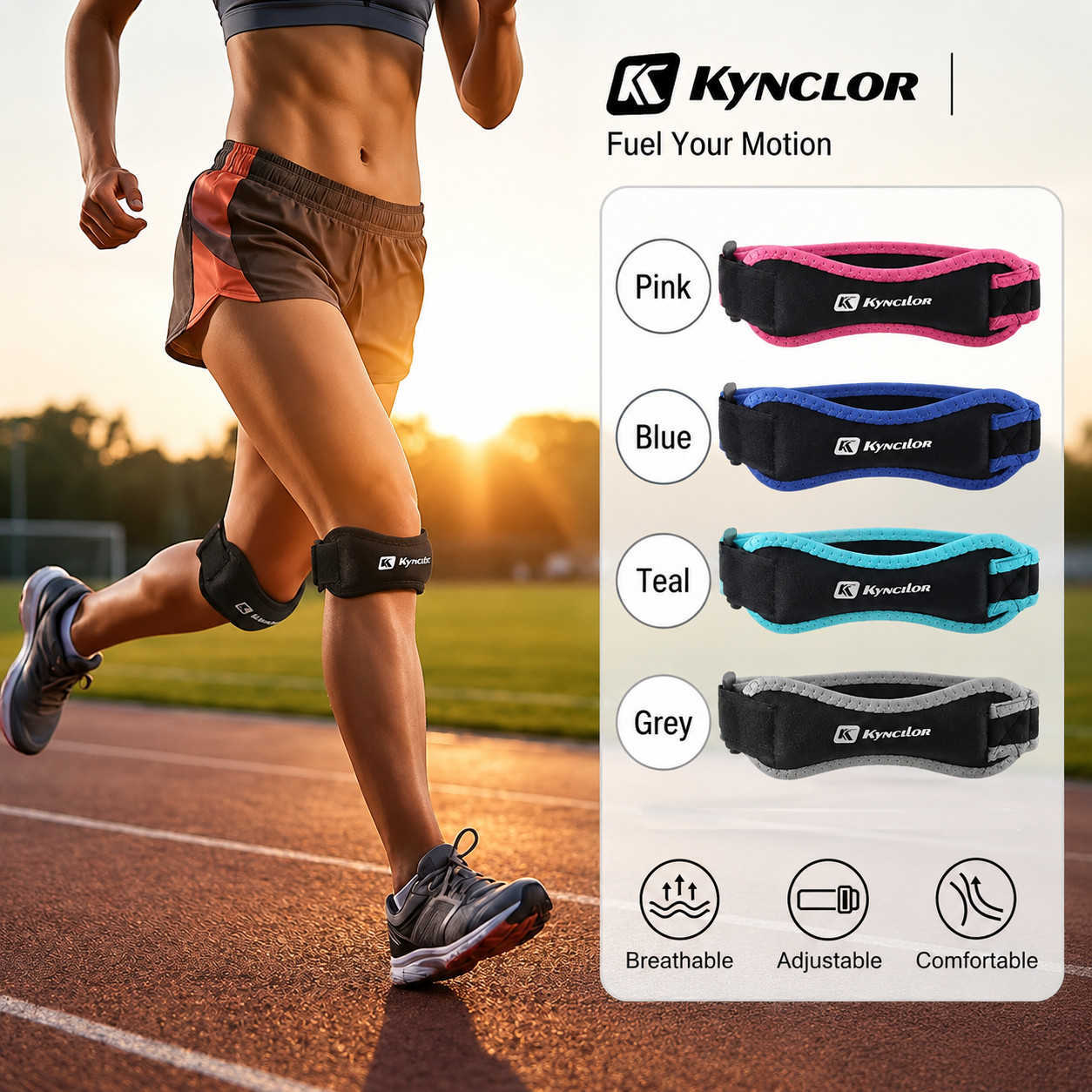 2Pcs Knee Patellar Tendon Strap Adjustable Support Brace for Running Sports