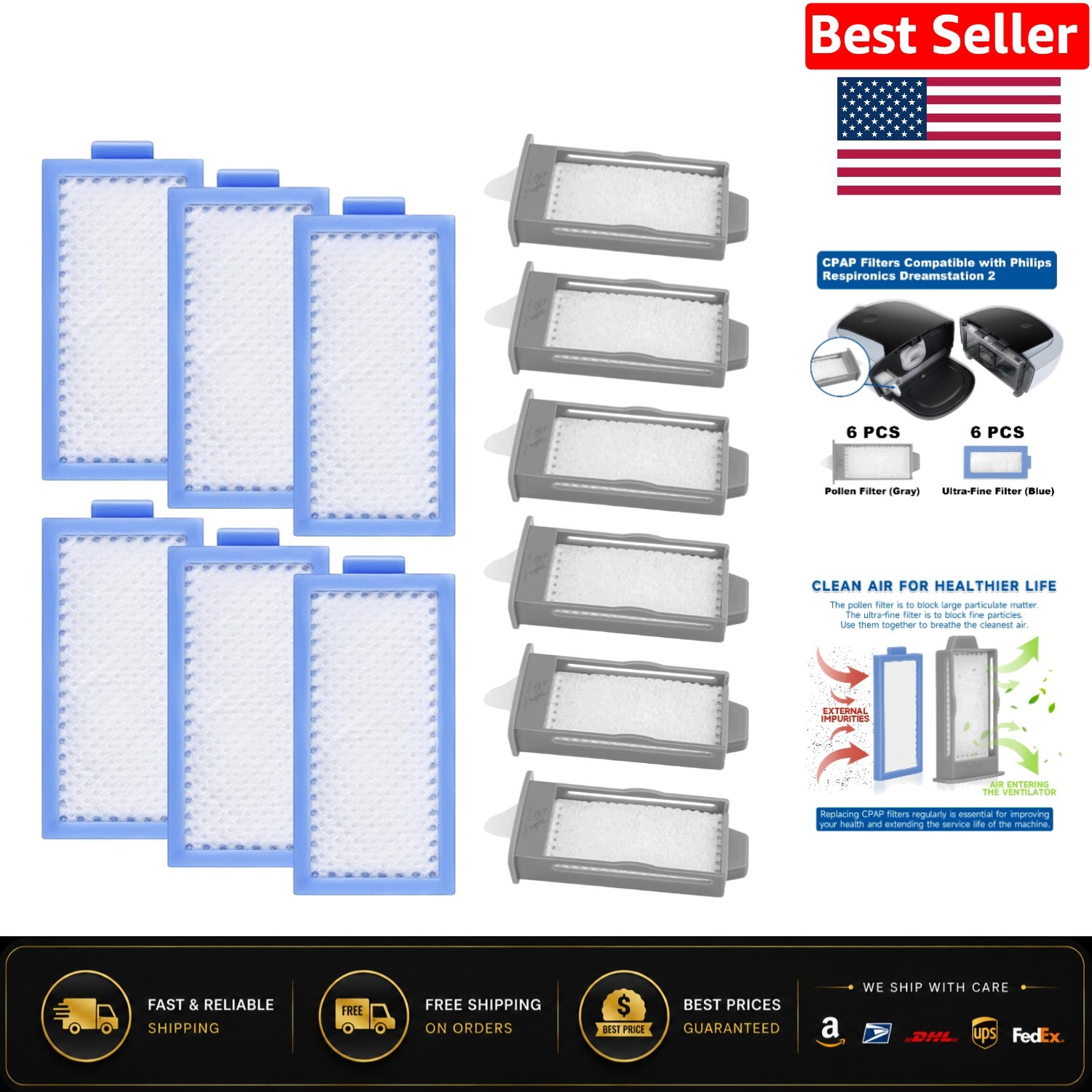 Complete Replacement Filter Kit for DreamStation 2 – 12 PCS Filtration Solution