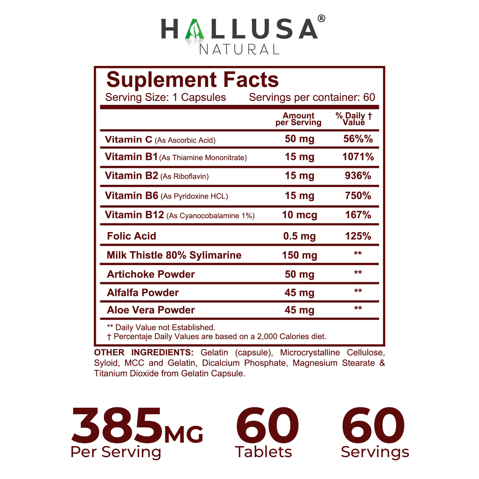 HALLVIER – Liver Cleanse Detox – Support Supplement with Milk Thistle – 60 Cap