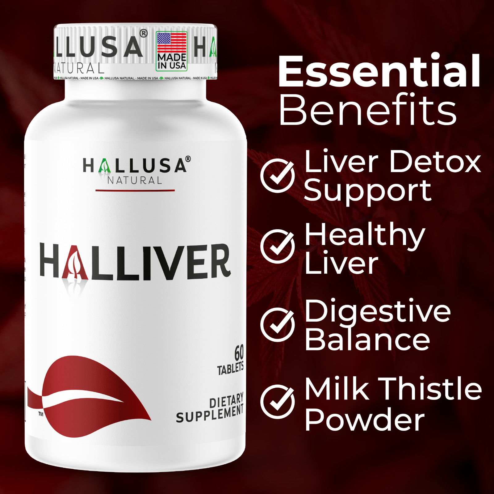 HALLVIER – Liver Cleanse Detox – Support Supplement with Milk Thistle – 60 Cap