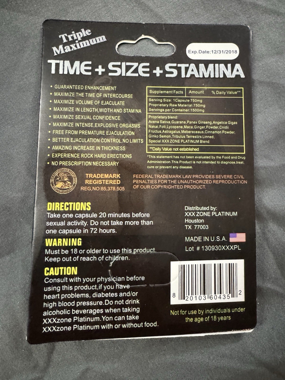 XXX ZONE PLATINUM Male Sexual Enhancement