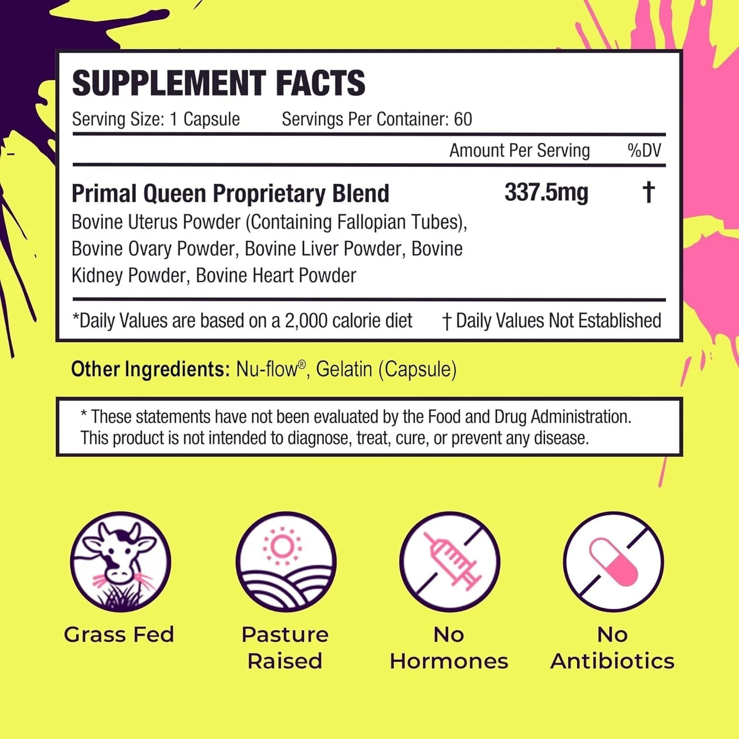 Primal Queen Female Organ Supplement – 2-Pack – Grass-Fed Beef Liver, Heart, Kid