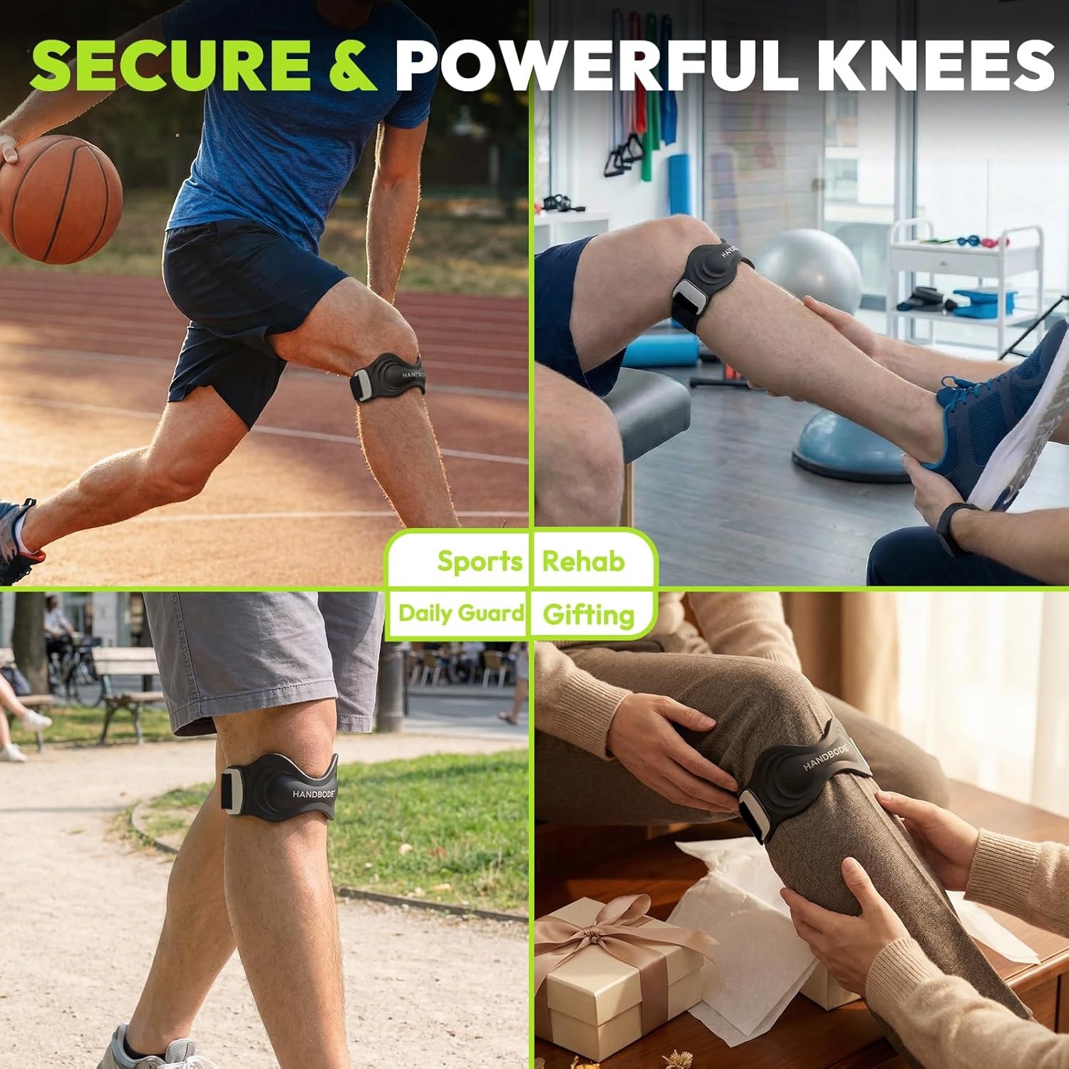 2 Pcs Patellar Tendon Support Strap, Silicone Knee Brace Adjustable, Pain Relief