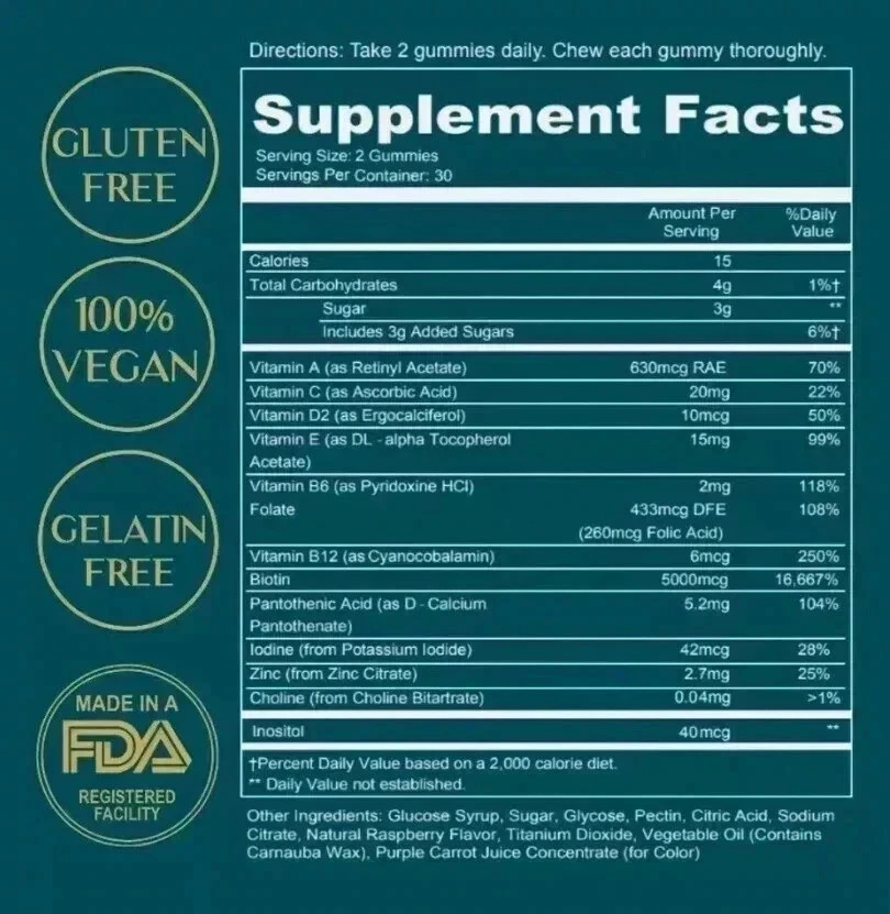 WEEM Hair Skin and Nails Gummies – Supports Healthy Hair – Vegan biotin Vitamins