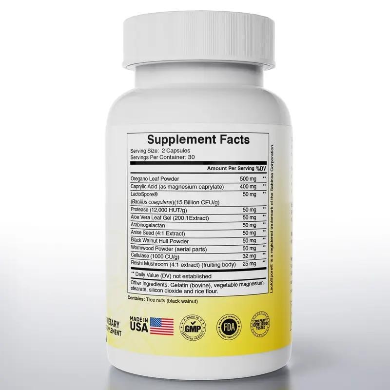 Pure Peak Candida Cleanse-Gut & Colon Support 60 Capsules for Men & Women