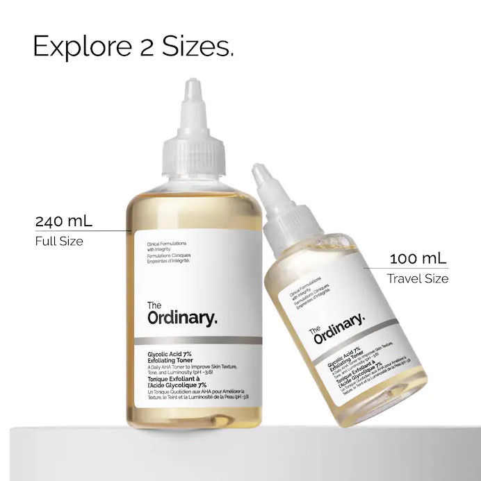 The Ordinary Glycolic Acid 7% Exfoliating and Brightening Daily Toner,2 SIZES
