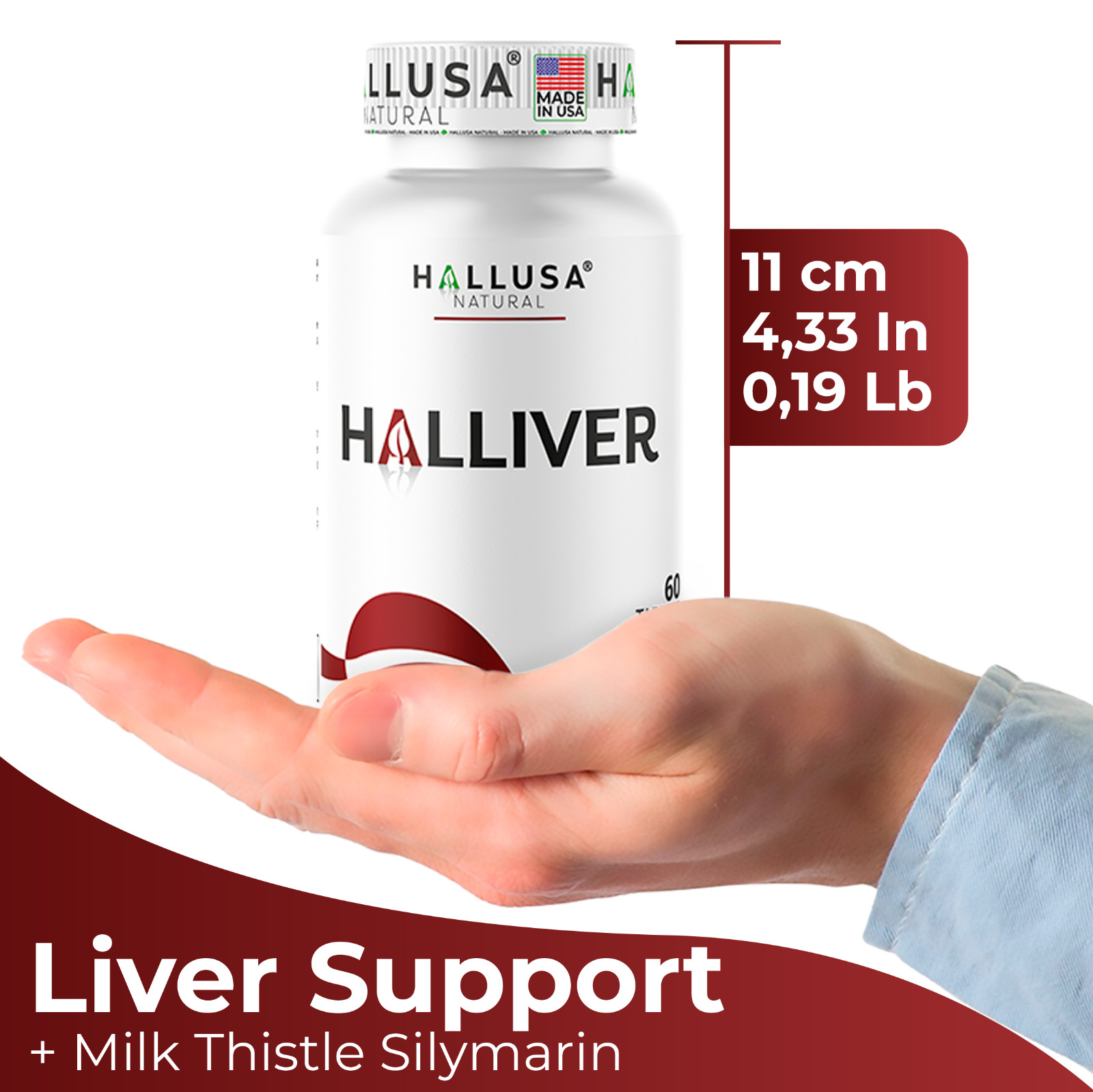 HALLVIER – Liver Cleanse Detox – Support Supplement with Milk Thistle – 60 Cap