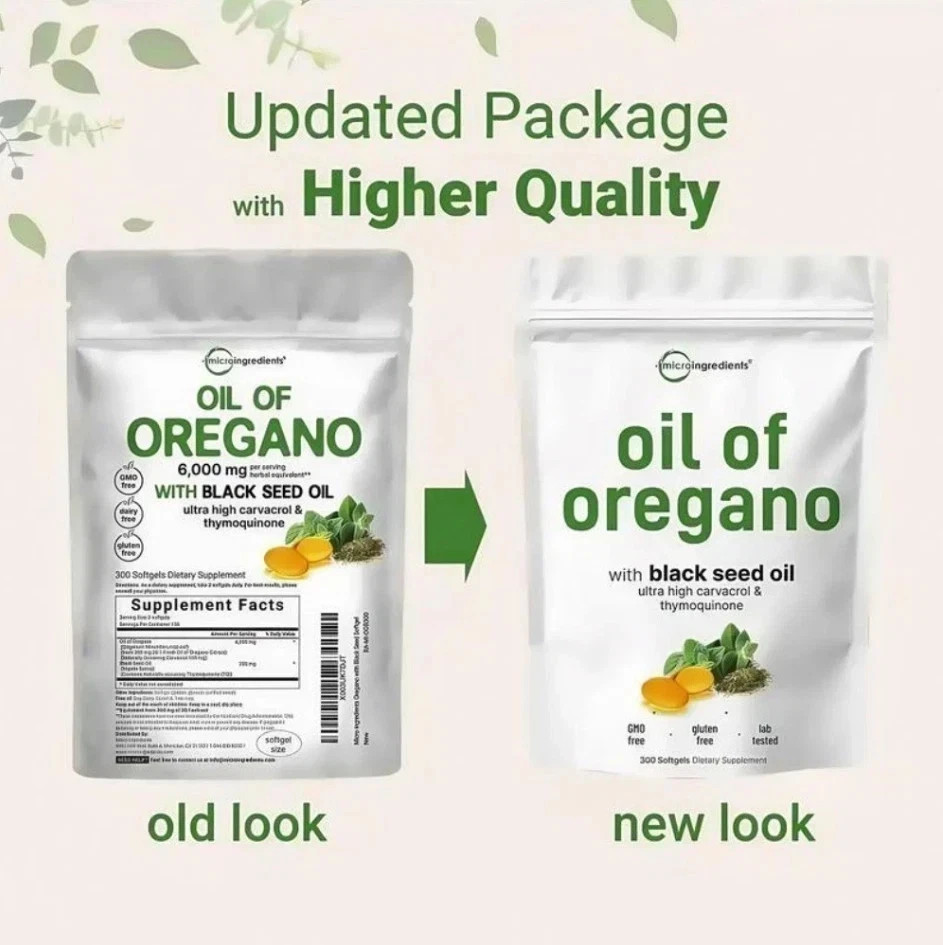 Oregano Oil 6000mg + Certified Black Seed Oil | Micro Ingredients Capsules