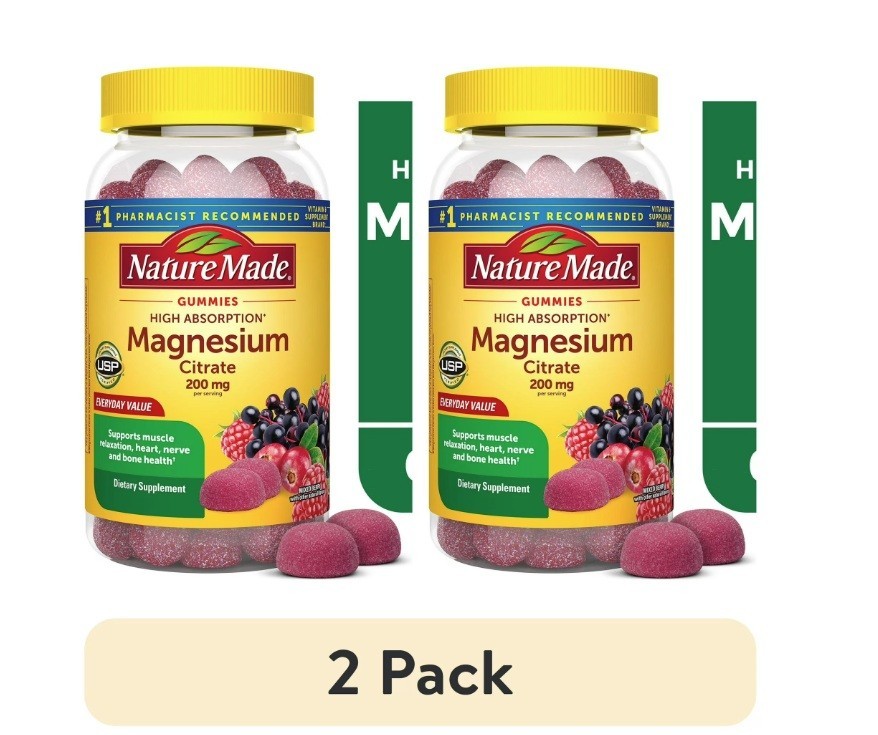 High Absorption Magnesium Citrate 200 Mg per Serving Gummies, 64 Count, 2PK