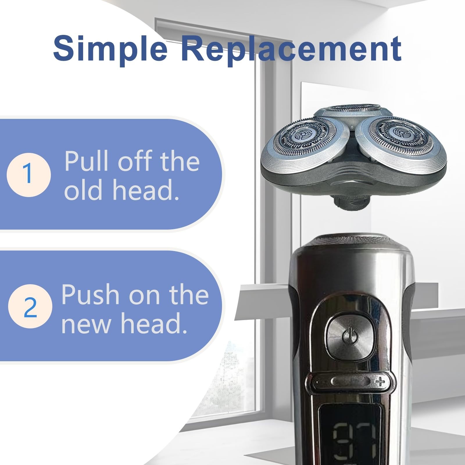 Replacement Shaver Heads for Philips Norelco 9000 S8000, Double-Layer Blades, RQ