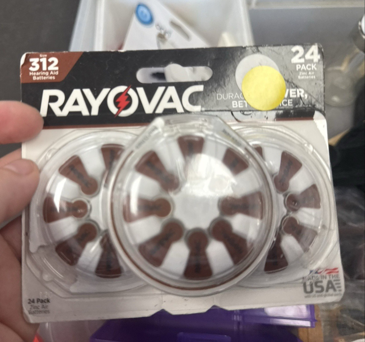 Rayovac Size 312 (Brown) Zinc-Air Hearing Aid Batteries 24 Pack 1.45V 03/2027