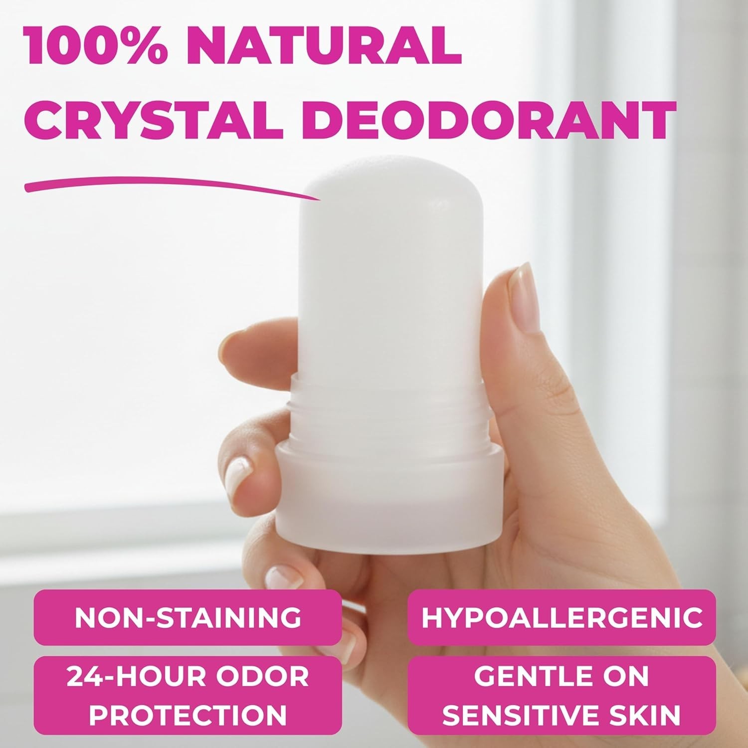 Crystal Mineral Deodorant Stick Women Aluminum-Free 4.25 oz Unscented 3-Pack