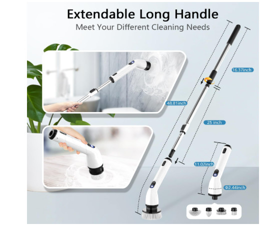 Electric Spin Scrubber, Full-Body IPX7 Waterproof Bathroom Scrubber with Power L