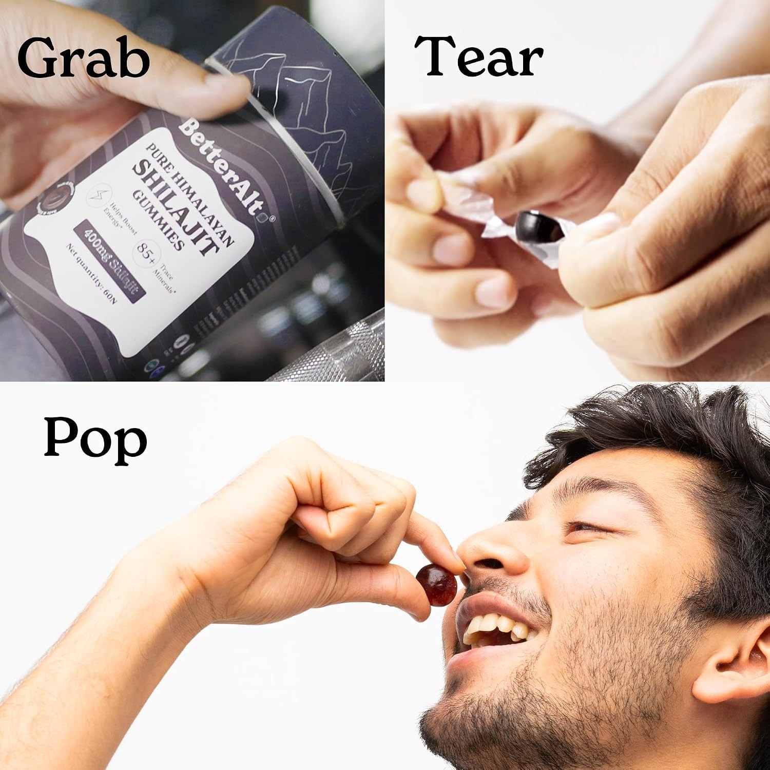 Better Alt Pure Himalayan 400mg Shilajit/Shilajeet Gummies, 75%+ Fulvic Acid 60N