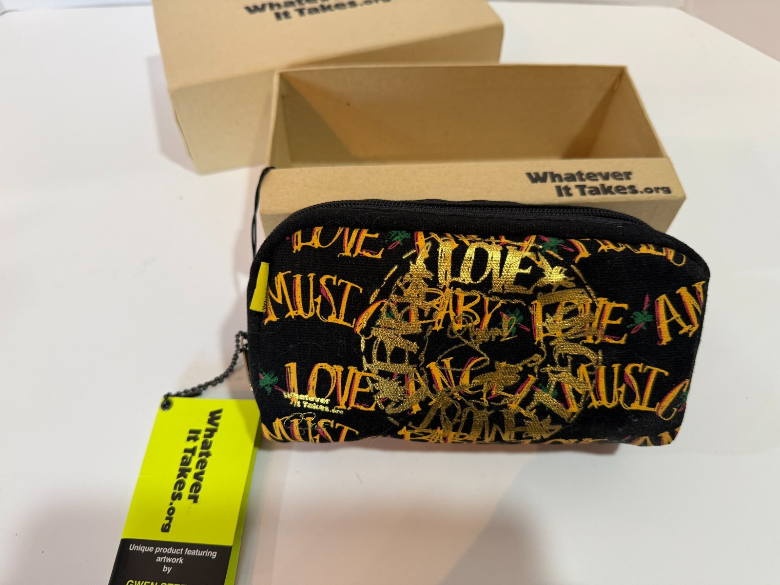 Gwen Stefani Love Art Whatever It Takes Canvas Cosmetic Make Up Bag BNIB