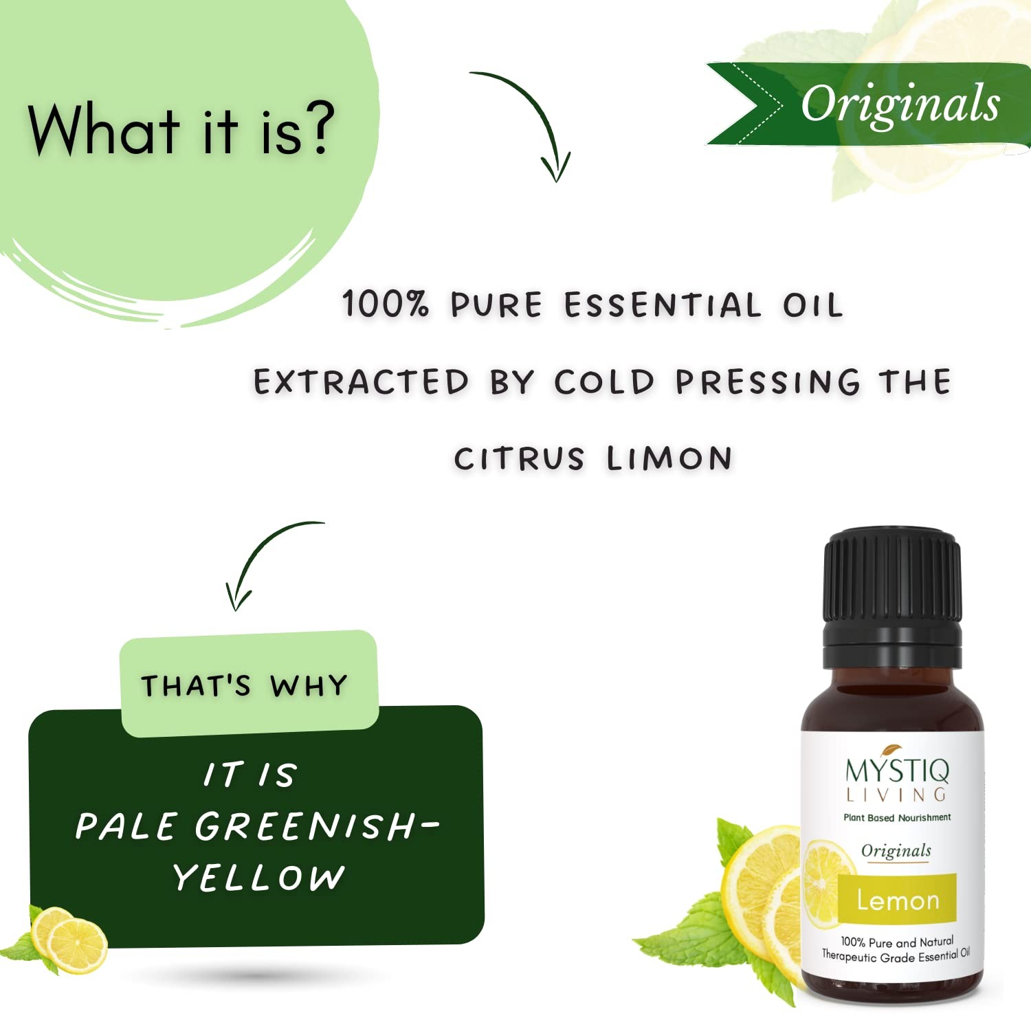 Mystiq Living Lemon Essential Oil For Skin And Hair 15ml