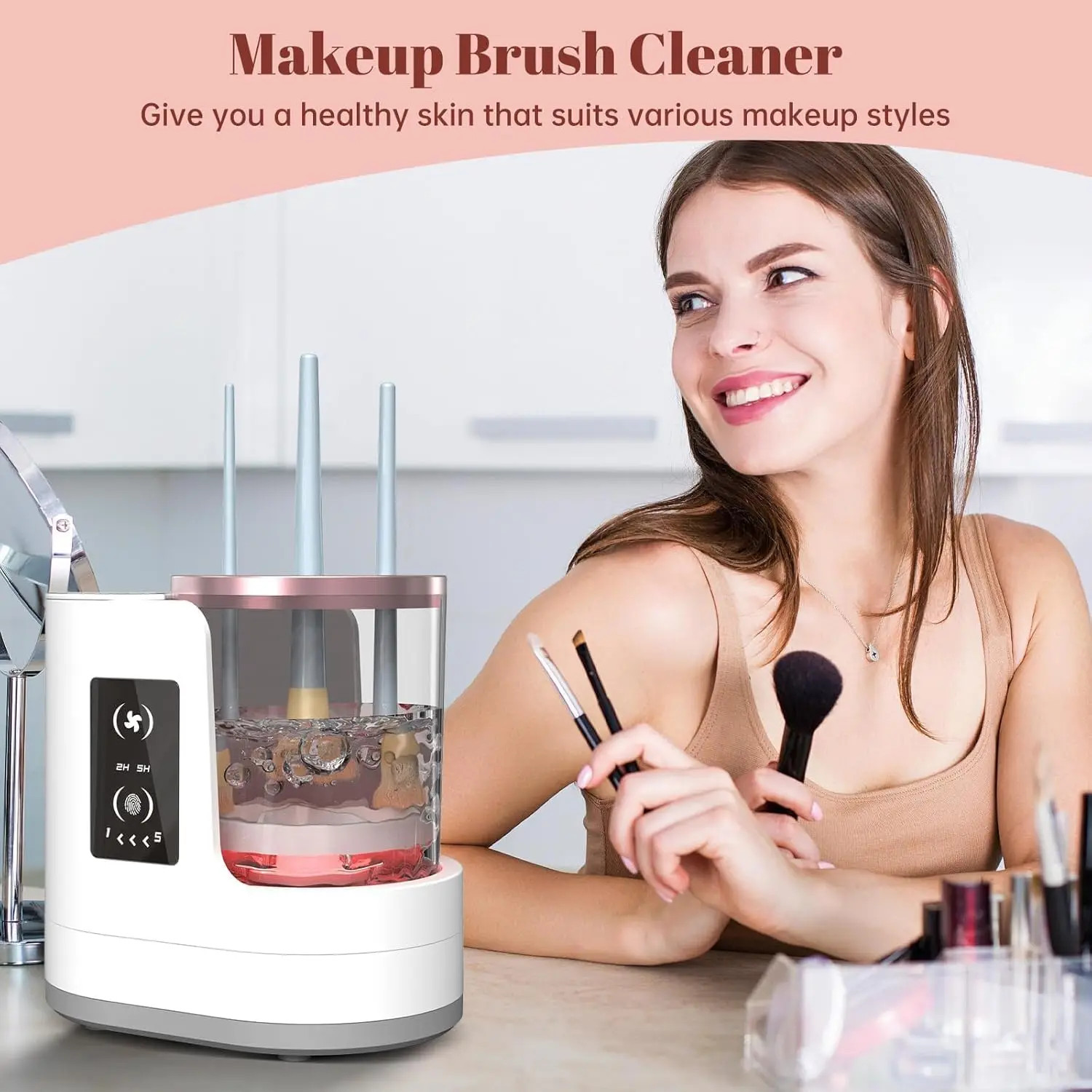 Electric Makeup Brush Cleaner Automatic Cosmetic Brush Washer Fast Drying