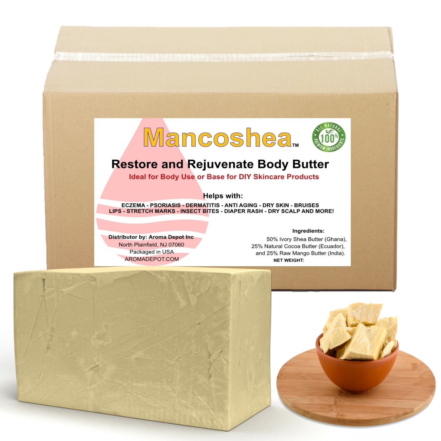 Raw Natural Butter 5 lbs Wholesale Pure Organic Unrefined For Skin Body Hair
