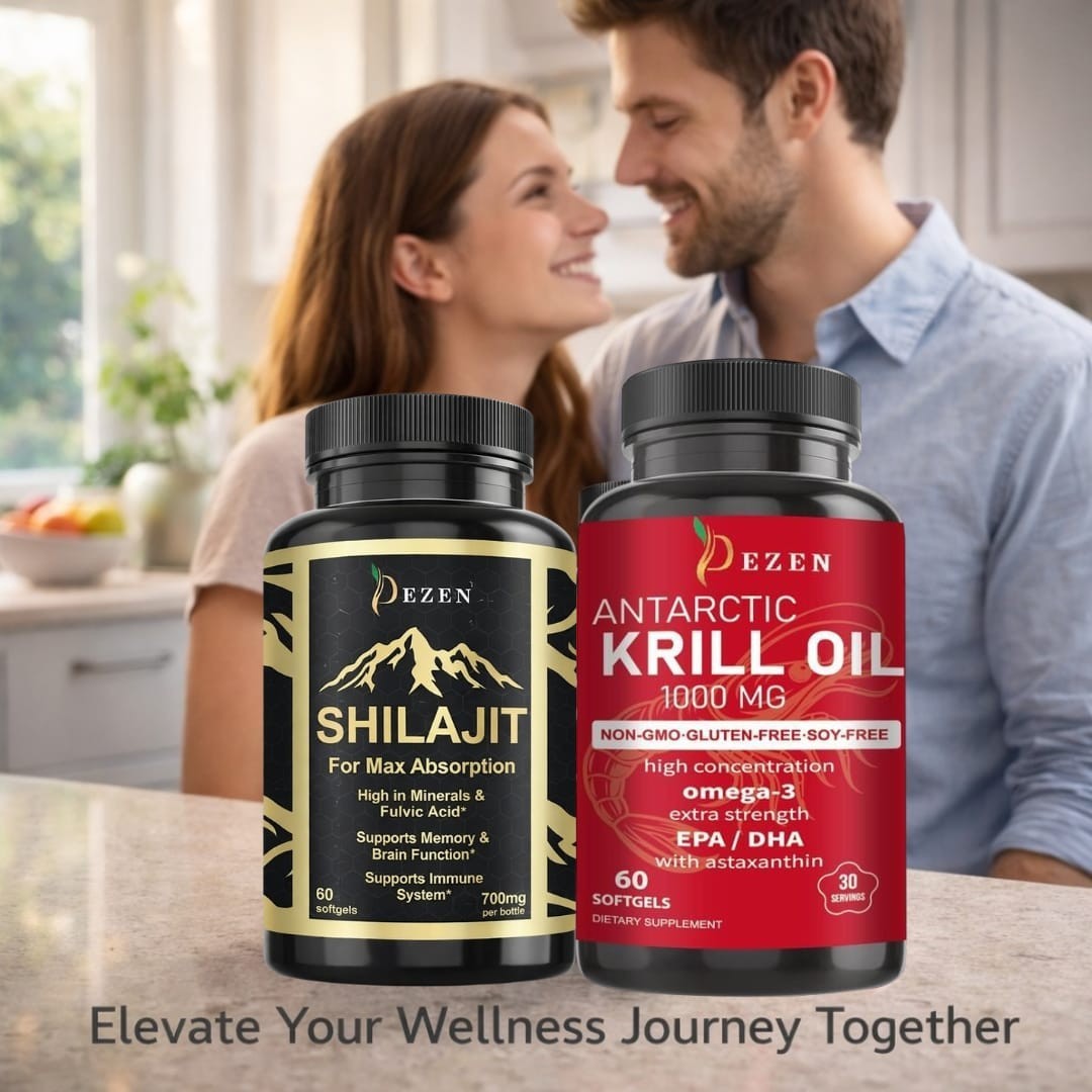 DEZEN Himalayan Shilajit & Krill Oil Softgel Combo with Omega 3