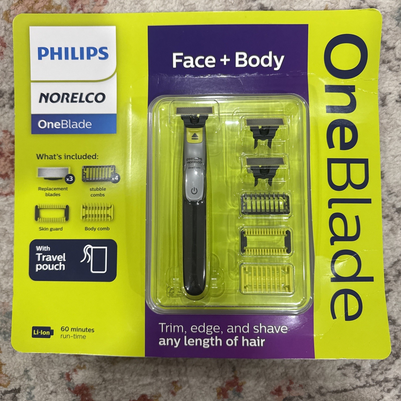Philips Norelco OneBlade Face + Body Electric Trimmer Shaver 3 Blades QP2630/75