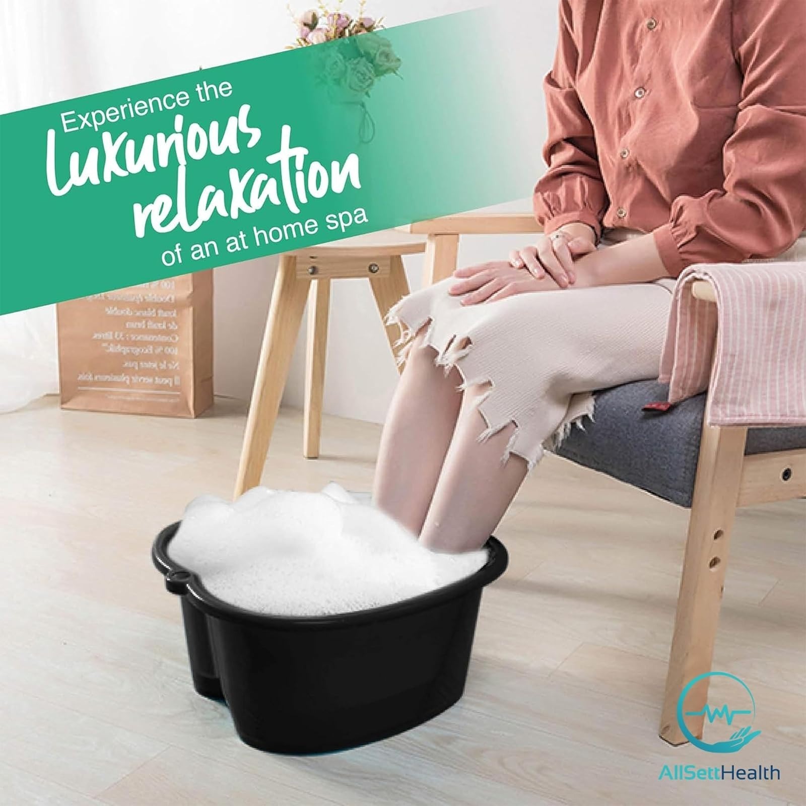 AllSett Health Foot Soaking Bath Basin – Large Spa Treatment for Feet