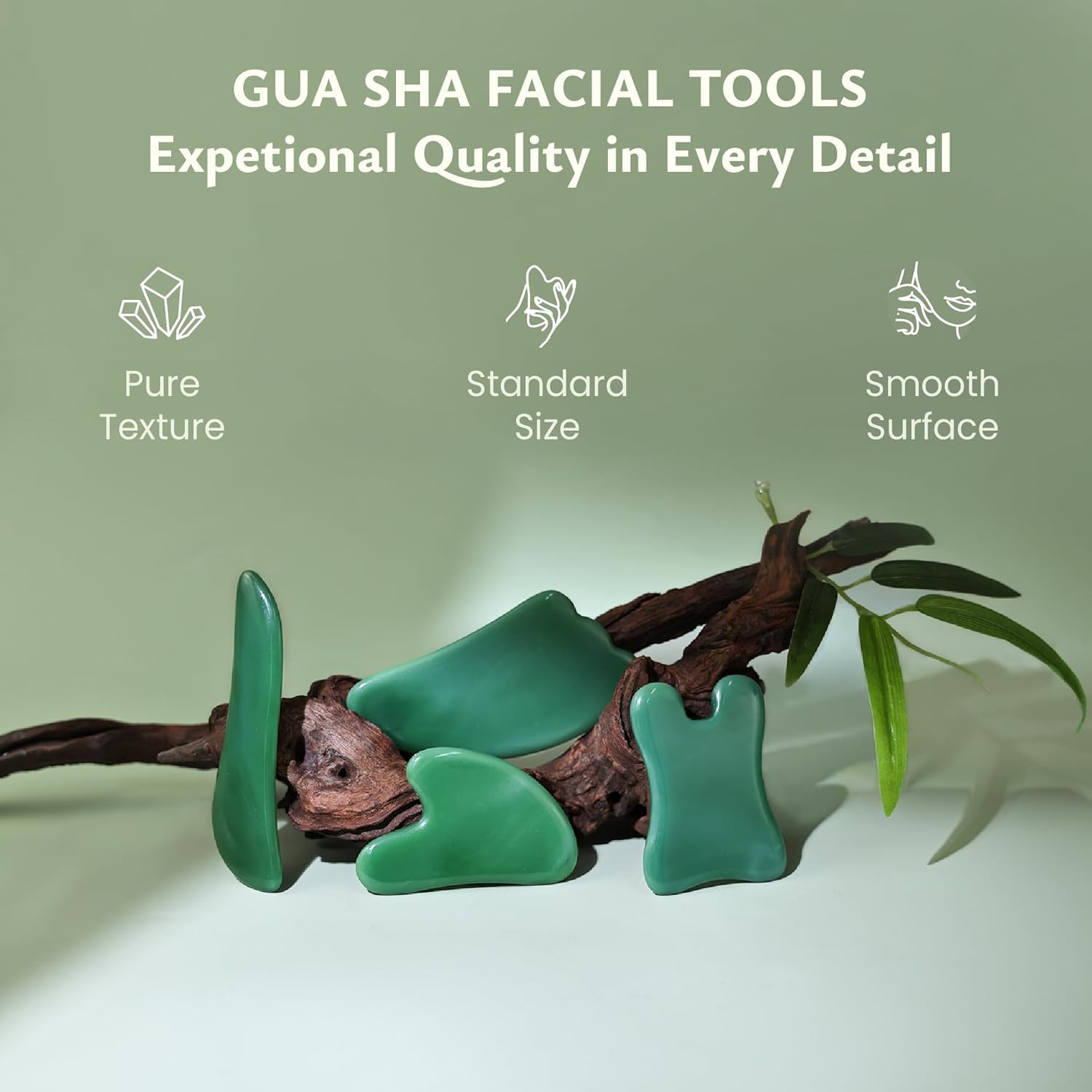 Guasha 4 Pc Green Gua Sha Massage Tool Set Facial Body SPA Scraping Therapy Kit