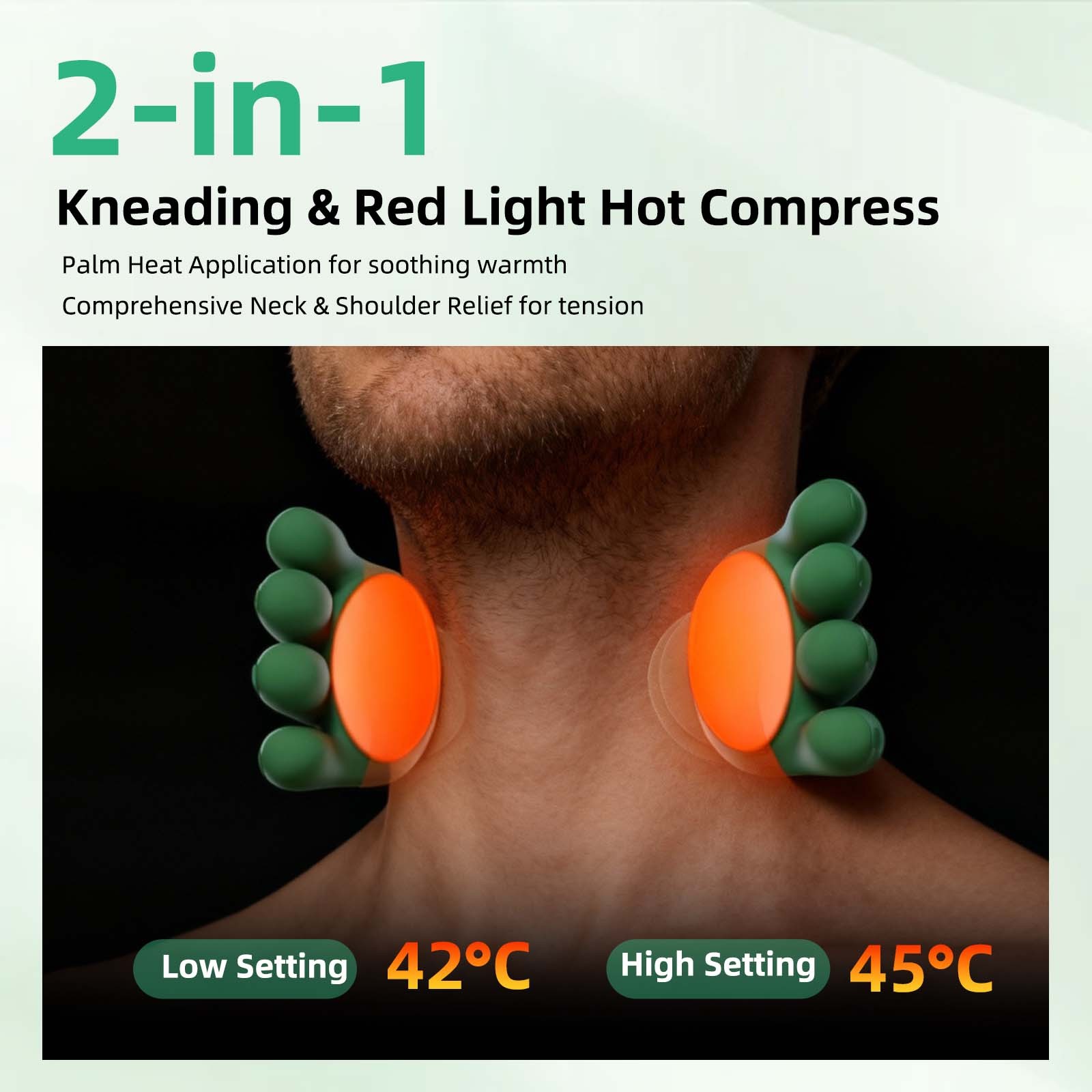 Wearable Neck Massager Designed for Daily Use w/ Quiet Shiatsu Soft Heat Relief