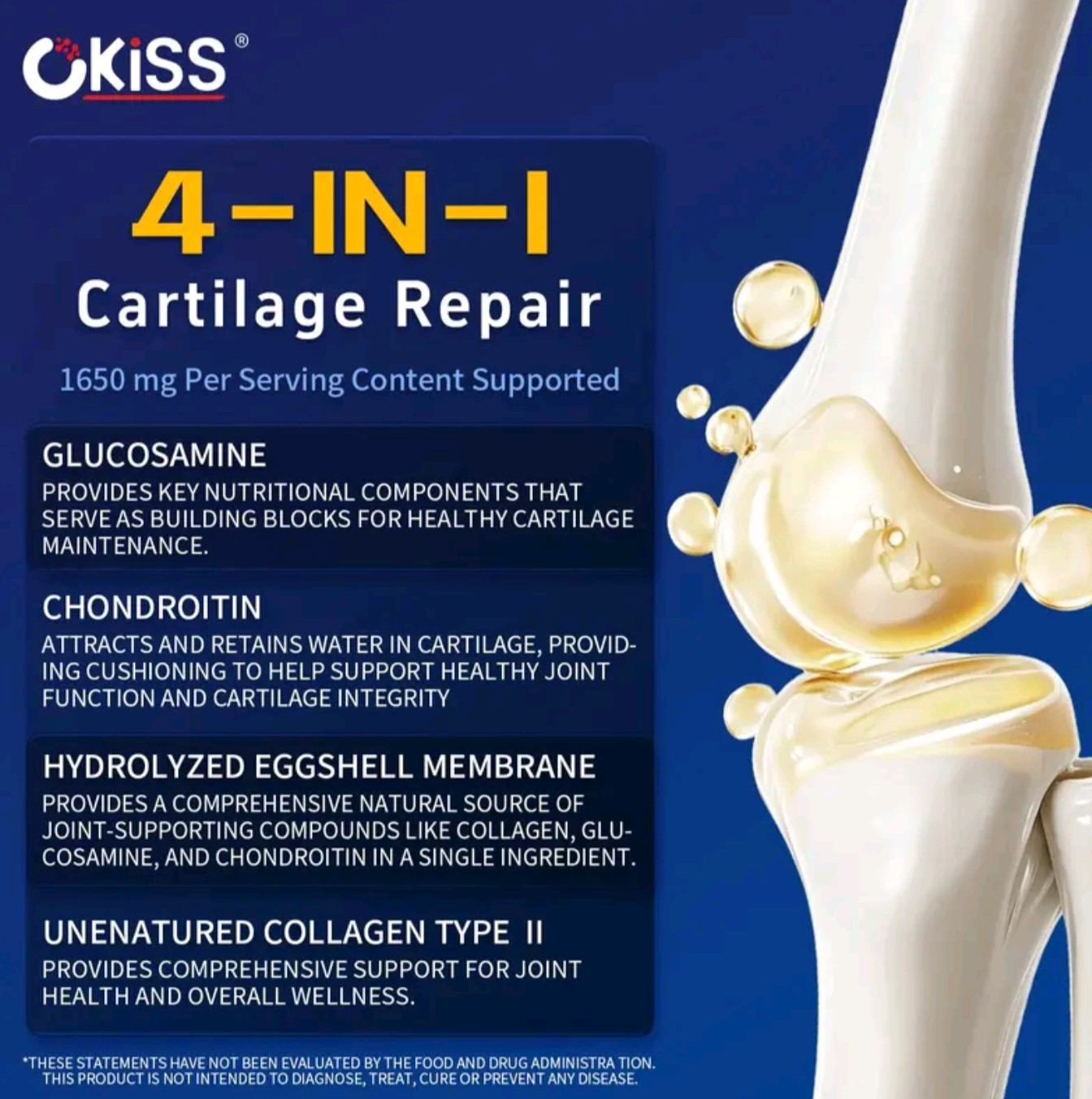 Okiss Glucosamine Chondroitin MSM 2077mg 12-in-1 Joint Support 90 Capsules New
