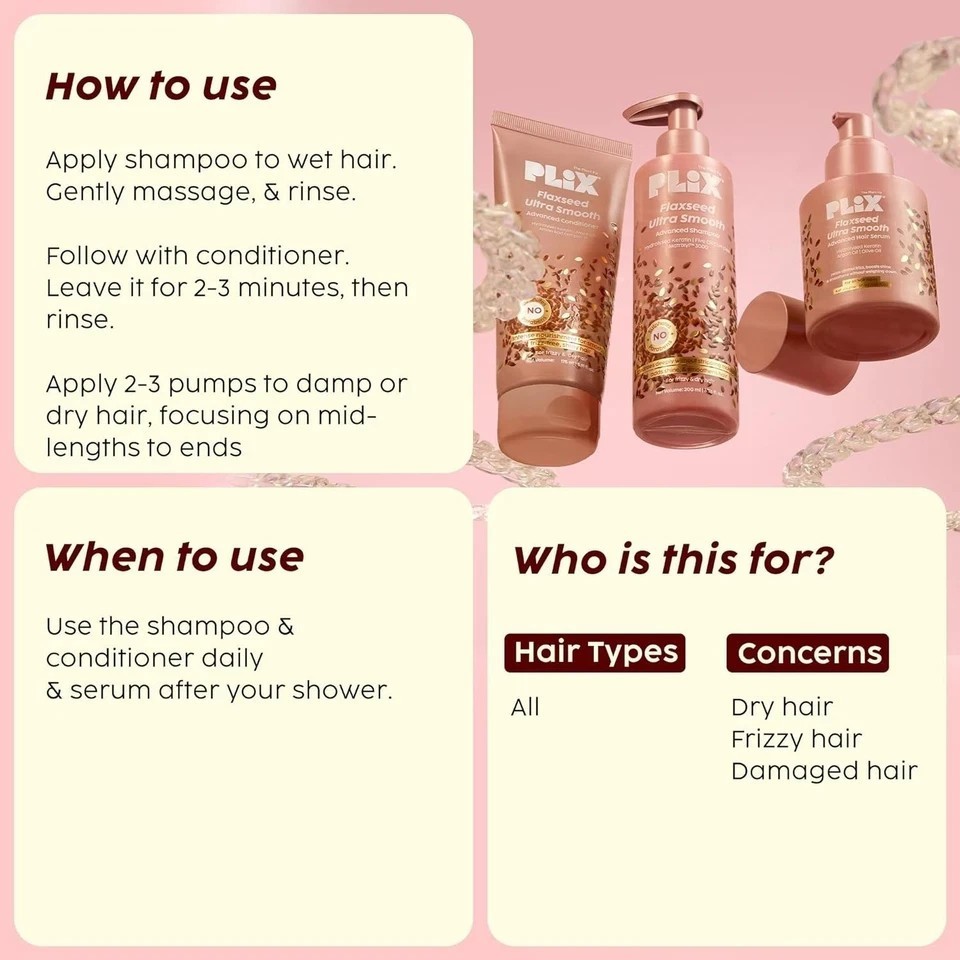 PLIX- THE PLANT FIX Flaxseed Ultra Smooth Combo Shampoo For Men & Women