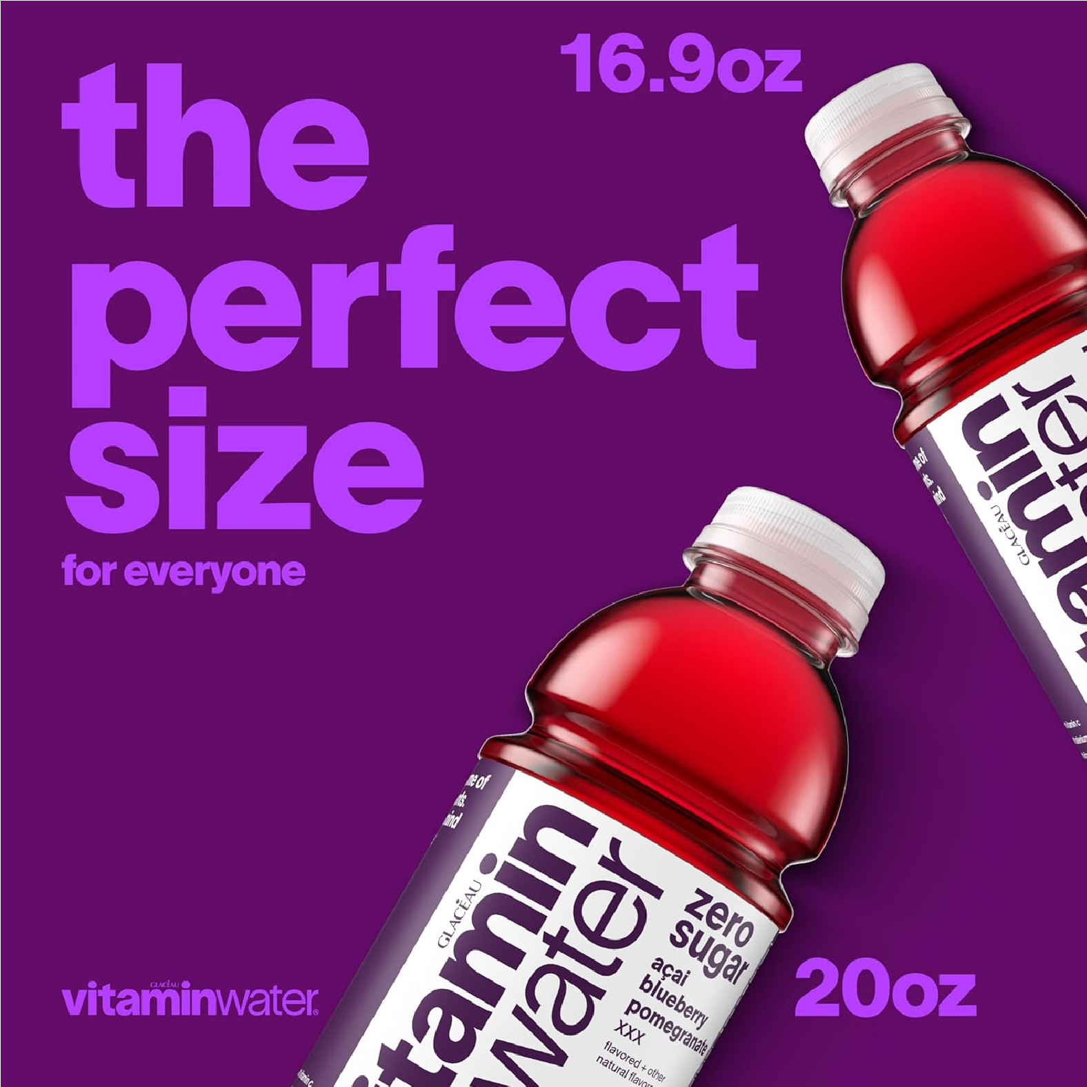 vitaminwater XXX Acai-Blueberry-Pomegranate Zero Sugar, 20 fl oz Bottles, 12 Pac
