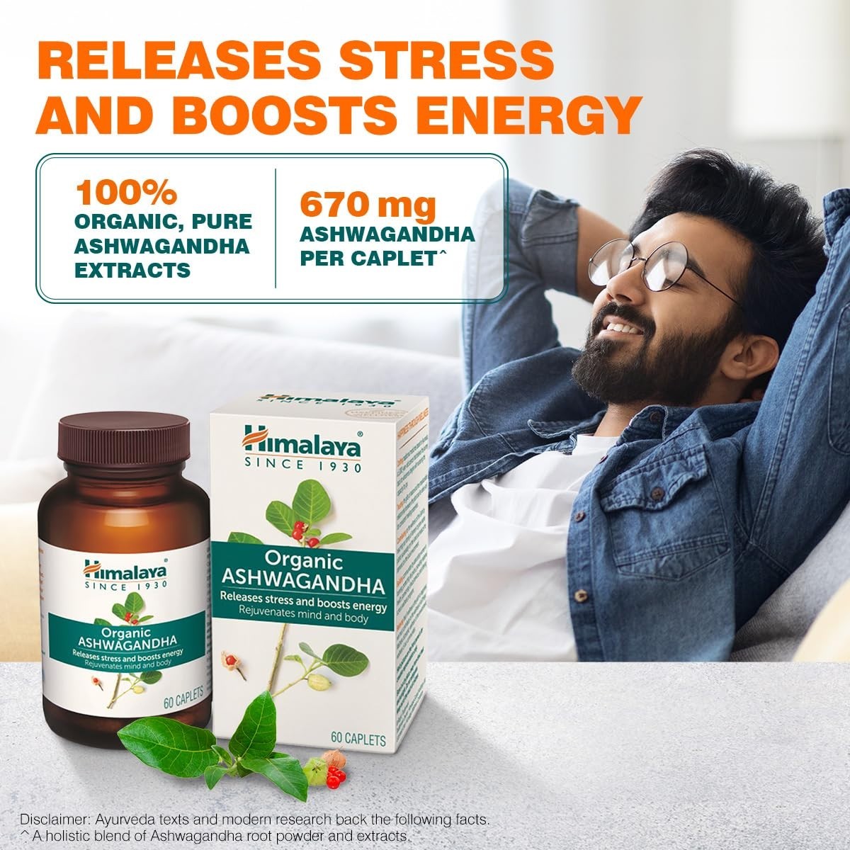 Himalaya Organic Ashwagandha & Gokshura 60 Caplets Each – For Daily Wellness