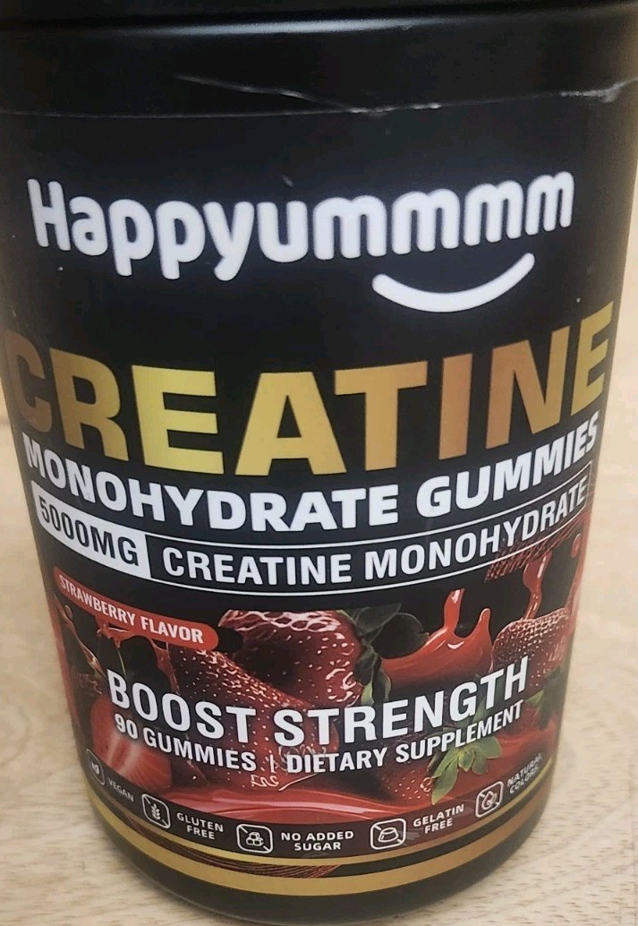 Creatine Monohydrate Gummies (2 PACK) 90ct Strawberry 5000mg Per Serving