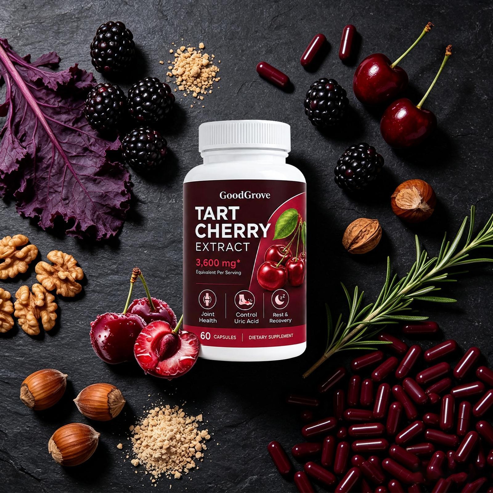 Good Grove Tart Cherry Extract,Goodgrove Tart Cherry Cold Extracted,60 Capsules