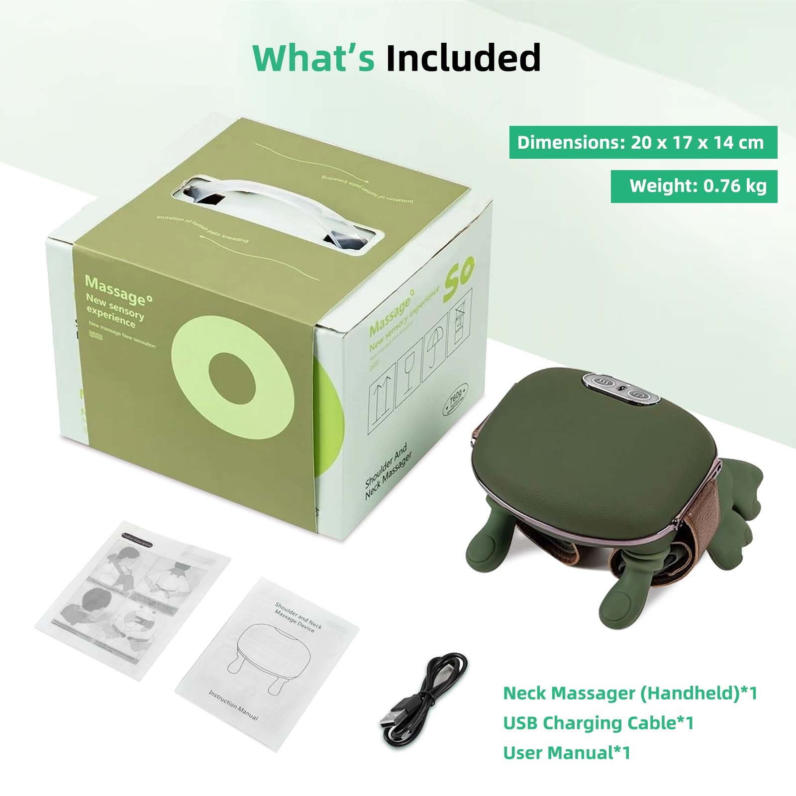 Wearable Neck Massager Designed for Daily Use w/ Quiet Shiatsu Soft Heat Relief