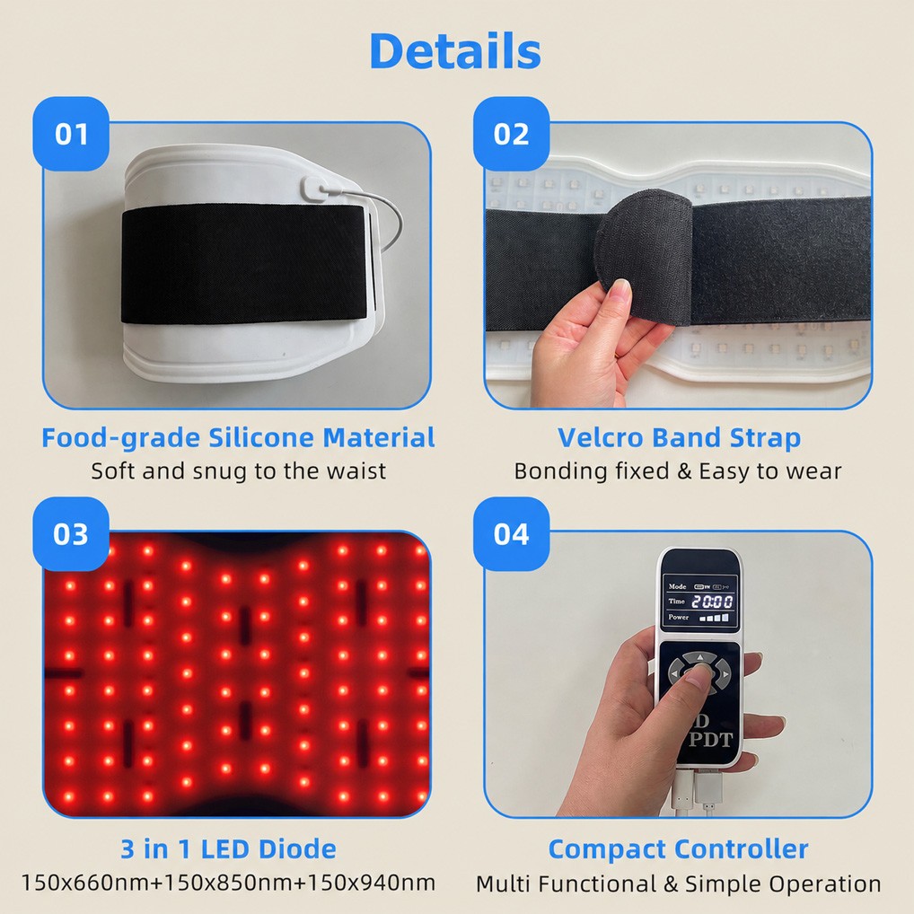 660nm 850nm 940nm Infrared Heating Pad Red Light Therapy Belt for Joints Pain