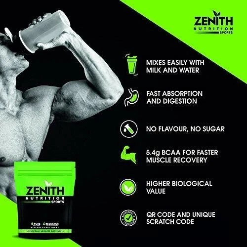 Zenith Nutrition Raw Whey Protein 80% With Digestive Enzymes Unflavored 1 Kg