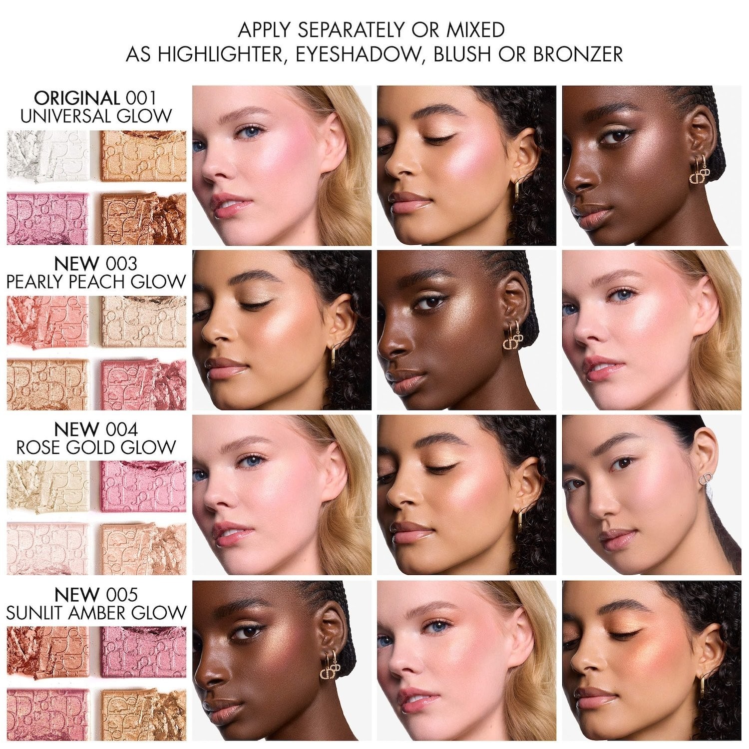 DIOR Authentic Backstage Glow Maximizer Face Palette 0.4oz 4 shades
