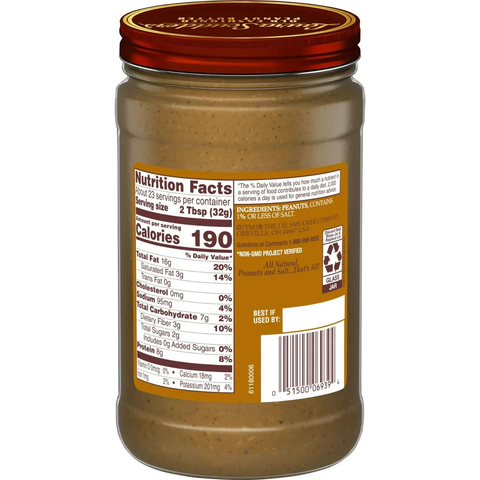 Laura Scudder’s All Natural Nutty Peanut Butter, 26 oz Jar