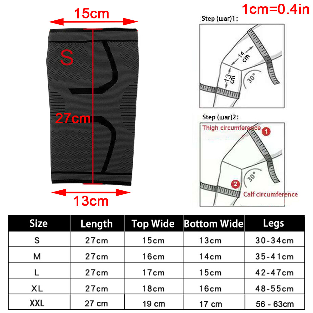 2Pcs Knee Sleeve Compression Brace Support For Sport Joint Pain Arthritis Relief
