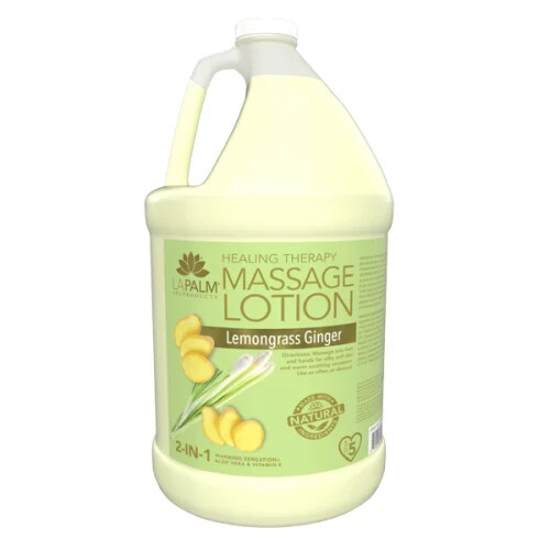 La Palm Healing Therapy Massage Lotion Lemongrass Ginger, 1 gallon. Spa, Salon