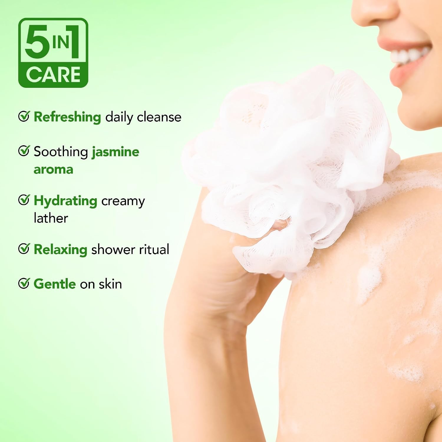 Soothing Jasmine Body Wash – 5-in-1 Hydrating Formula for All Skin Types (16 oz)