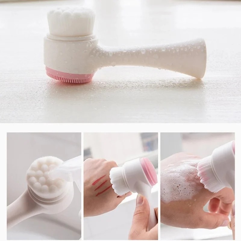 3D dual-SIDED SILICONE FACIAL CLEANSING BRUSH – SOFT EXFOLIATING FACE SCRUBBER
