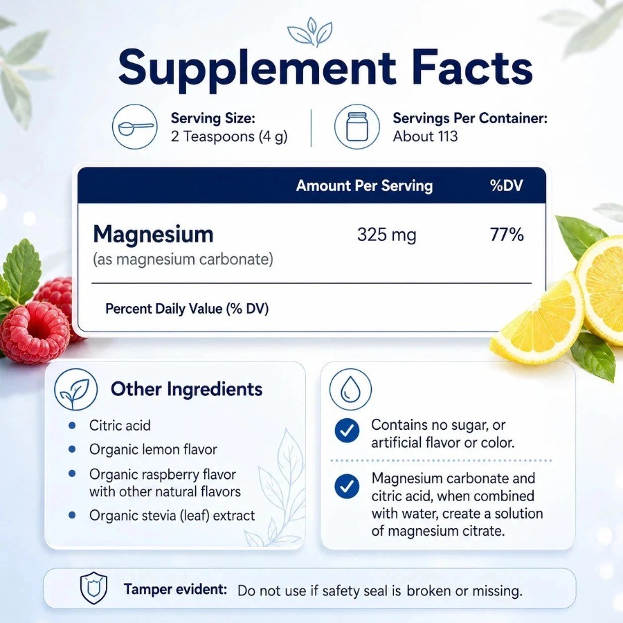 Natural Vitality CALM Magnesium Citrate Drink Mix Raspberry Lemon 16oz