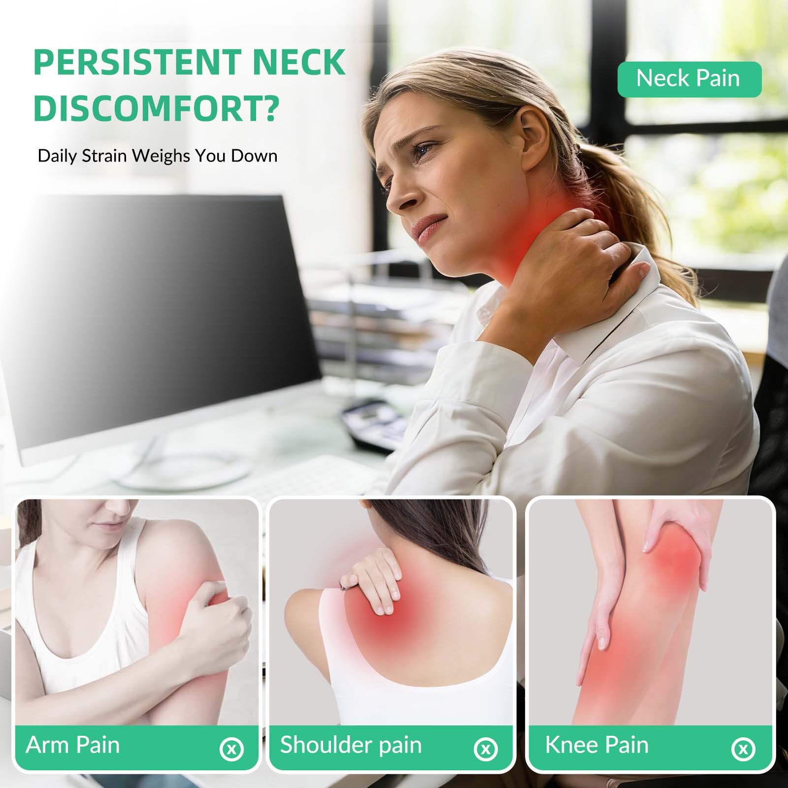 Wearable Neck Massager Designed for Daily Use w/ Quiet Shiatsu Soft Heat Relief