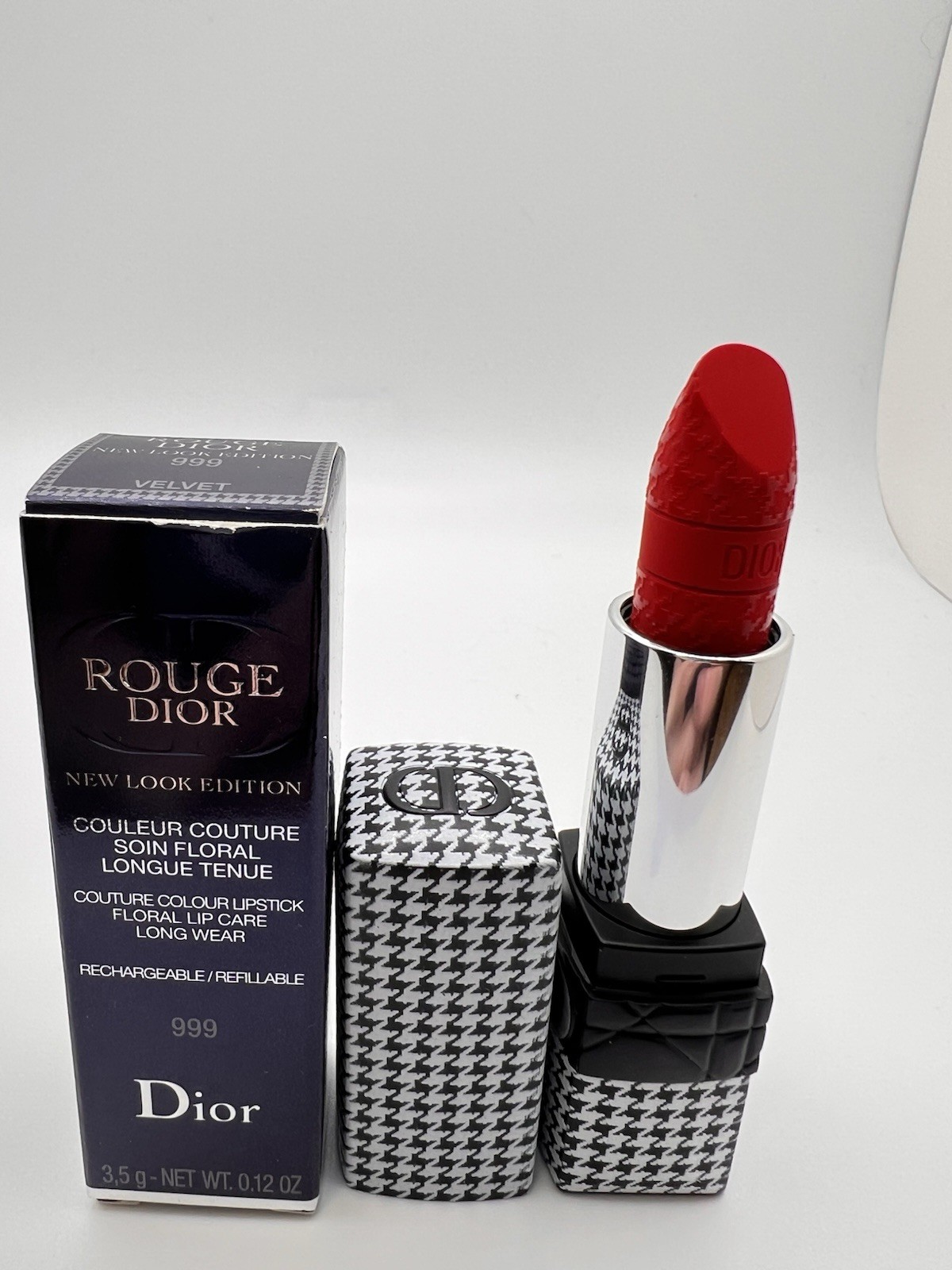 Rouge Dior Refillable Limited Edition Houndstooth Lipstick No.999 Velvet