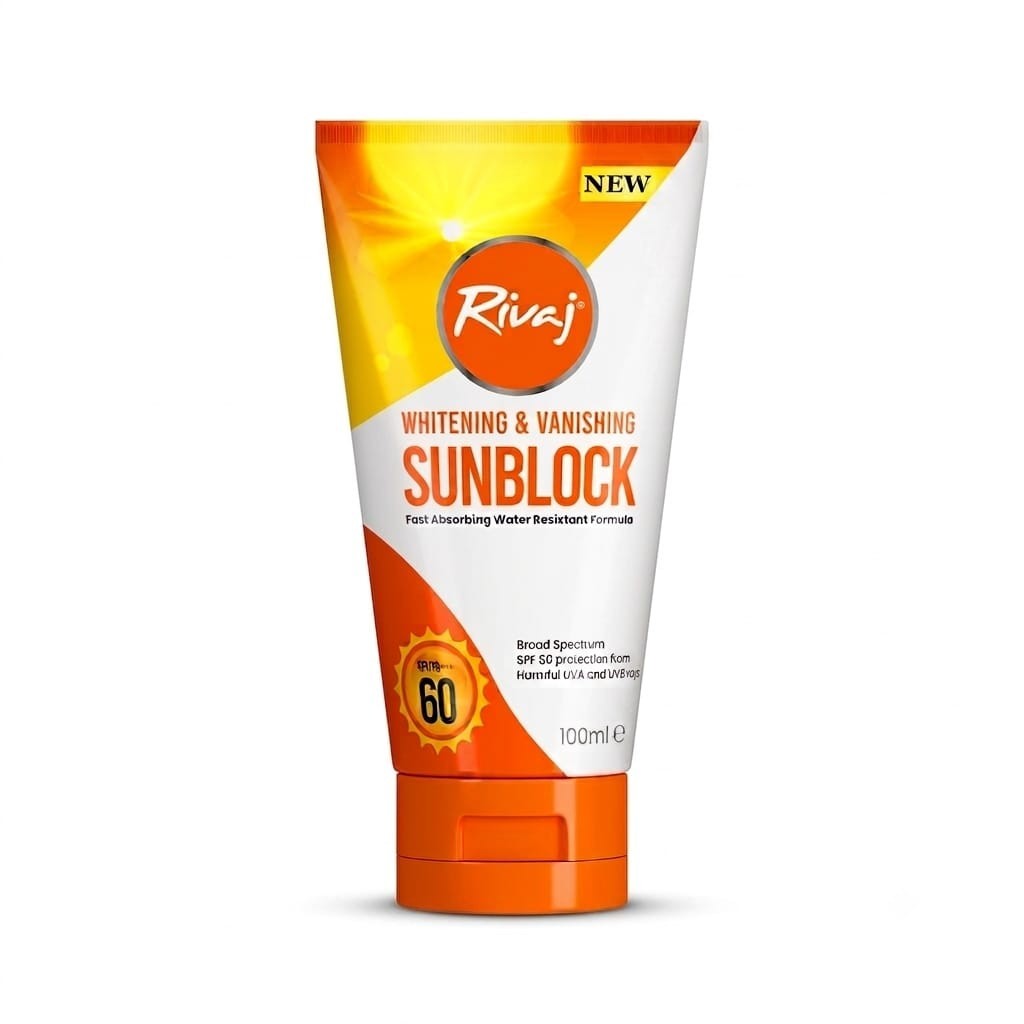 Rivaj UK – Whitening and Vanishing Sunblock SPF60 – 100ml DDP Shipping