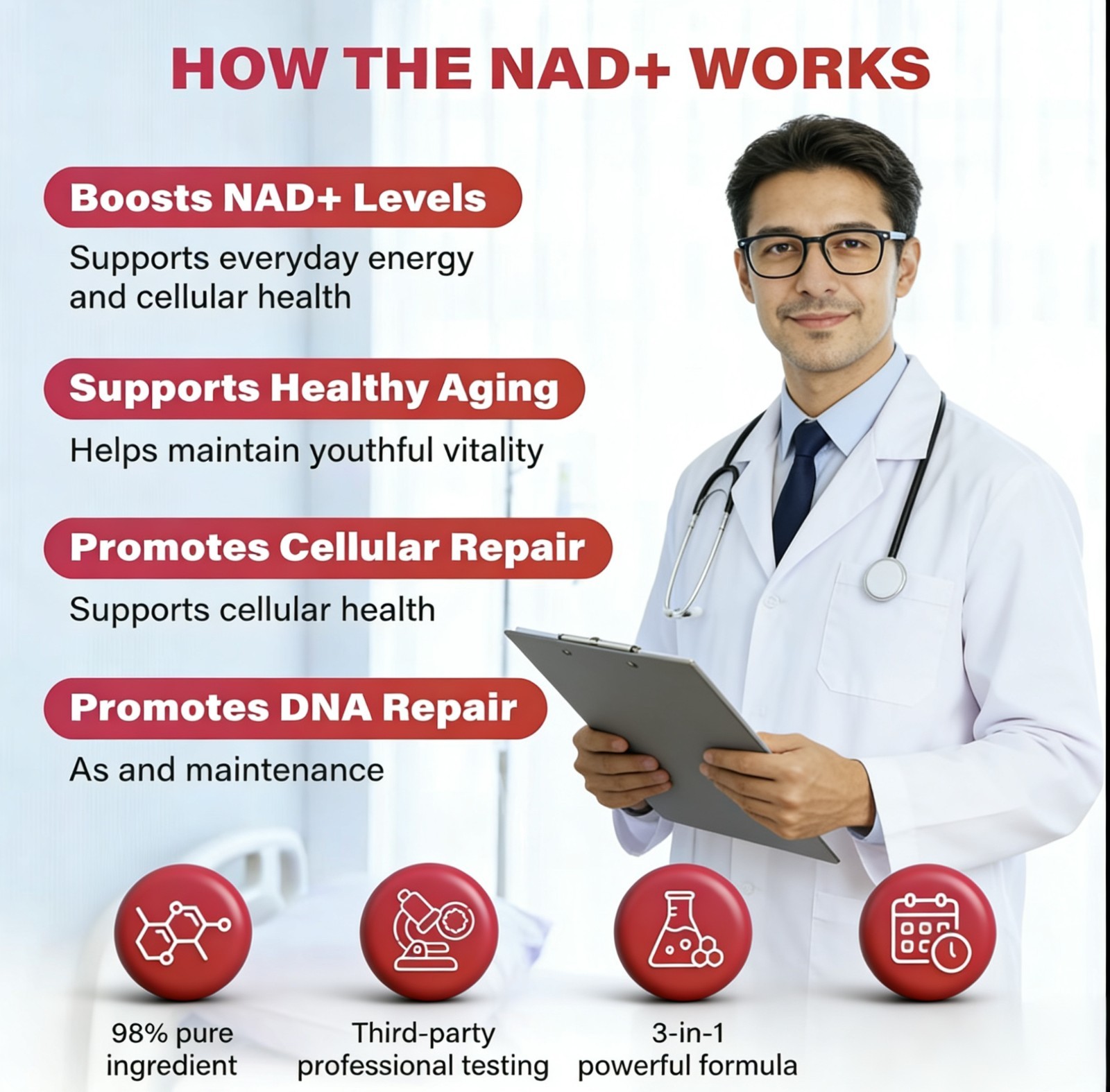 ZOOONE NAD Plus Supplement Cel Blend Cellular Repair Energy Booster Resveratrol