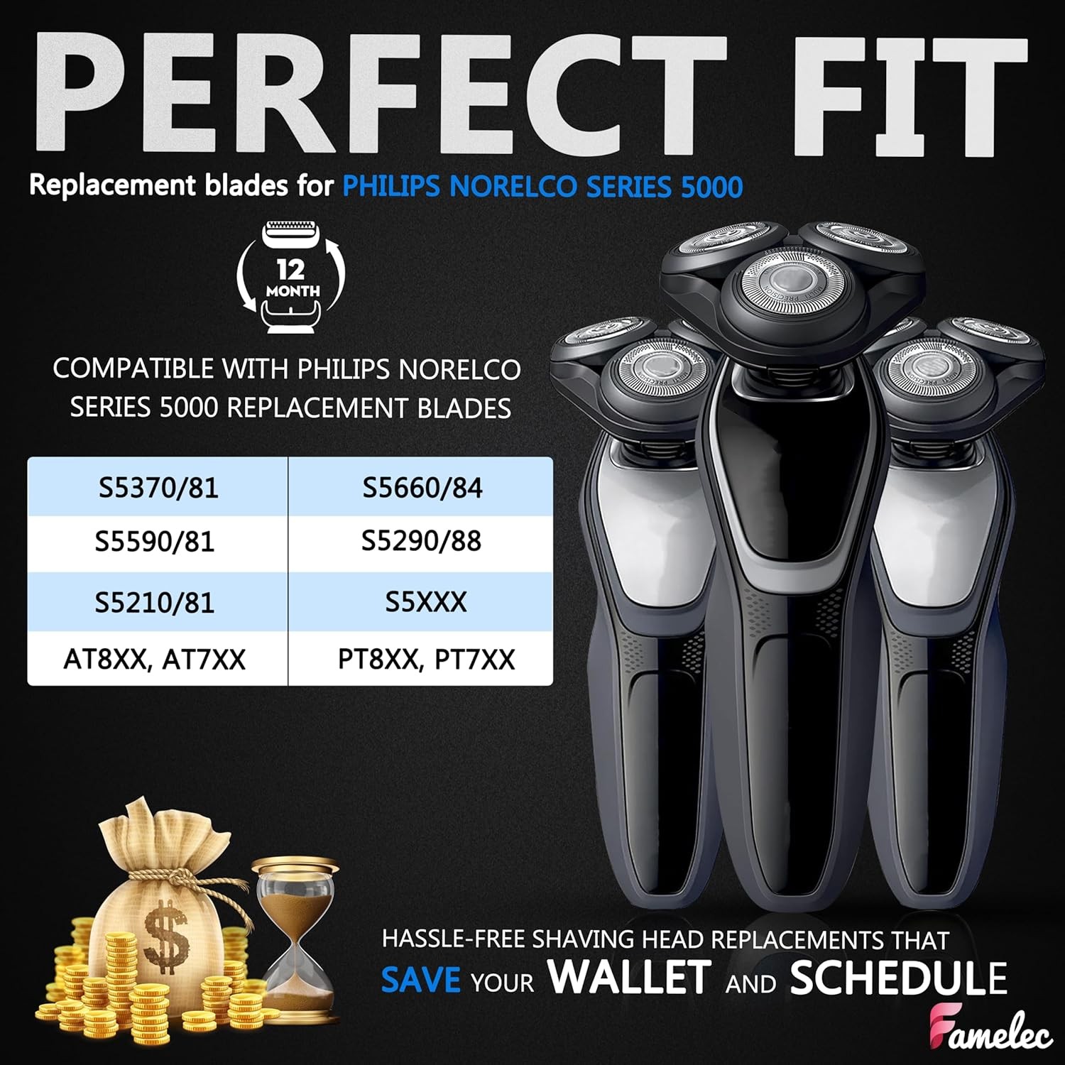 SH50 Blades Head for Philips Norelco Series 5000 (S5xxx), Electric Razor Compati