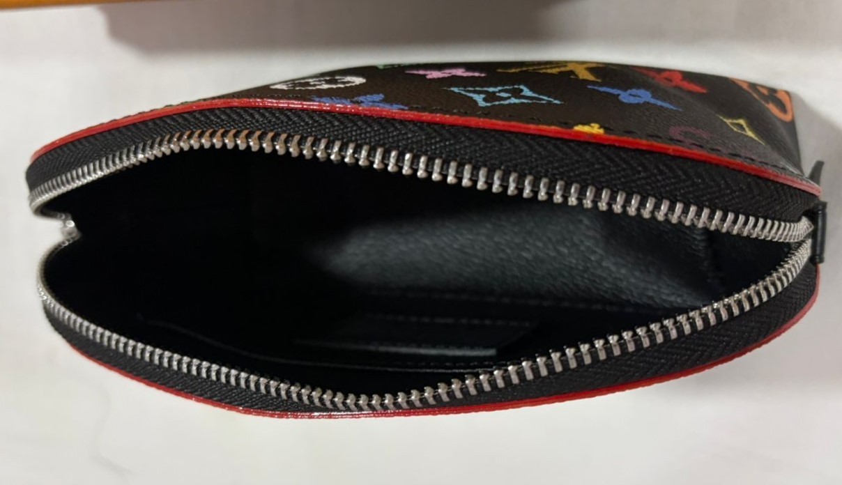 Auth Louis Vuitton Monogram Multicolor Noir Pochette Cosmetic Pouch Bag